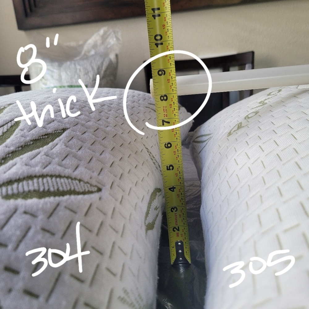 Bamboo #304 & 305 Pillows 8" Shredded Memory Foam Zip Cover Costco - Picture 6 of 14